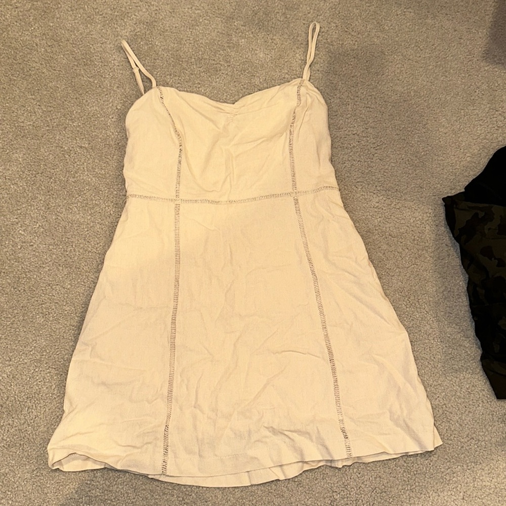 Blush pink linen dress
